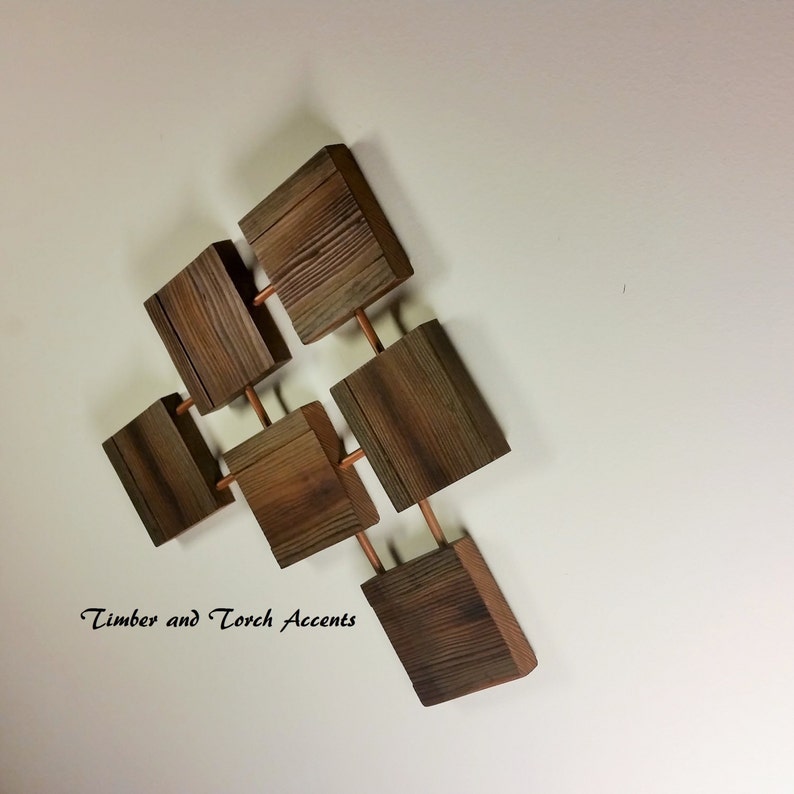 Abstract Wood and Metal Wall Art Geometric Wall Decor Etsy