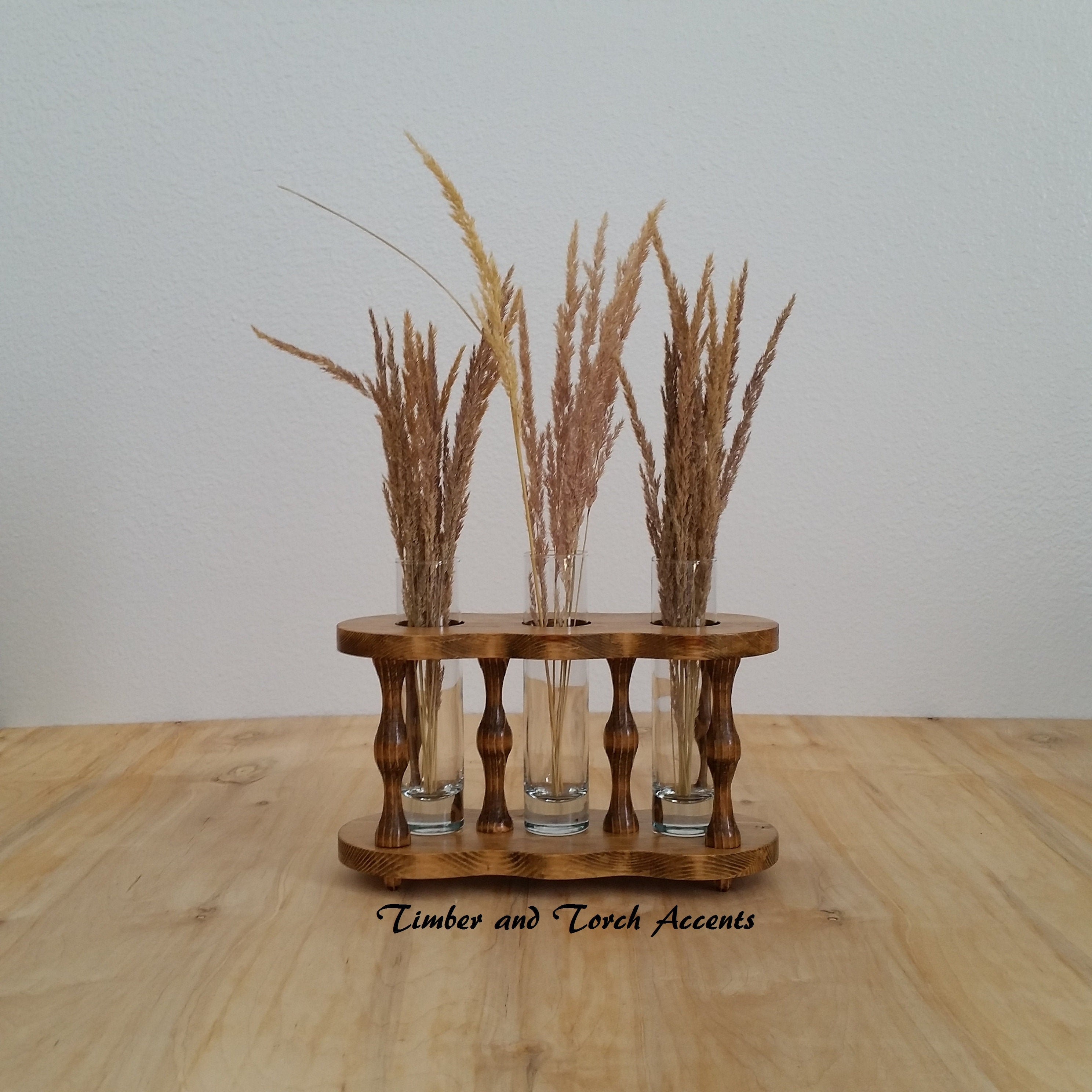 Turned wood bud vase holder Table decor Modern centerpiece Etsy