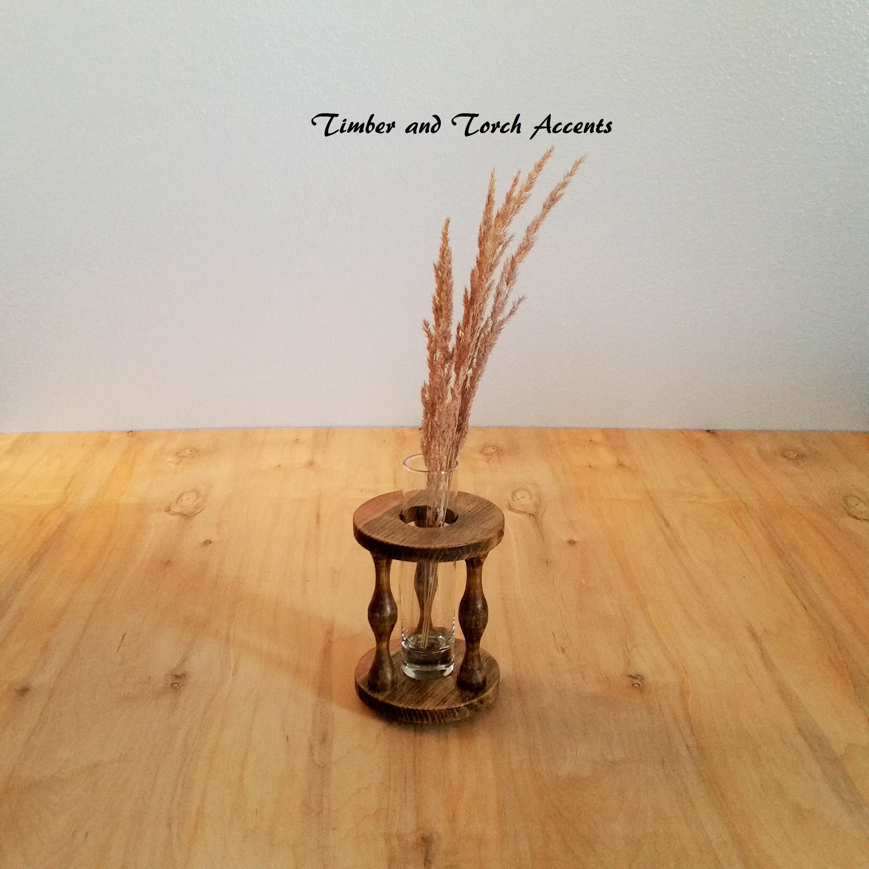 Turned wood bud vase holder Table decor Modern centerpiece Etsy