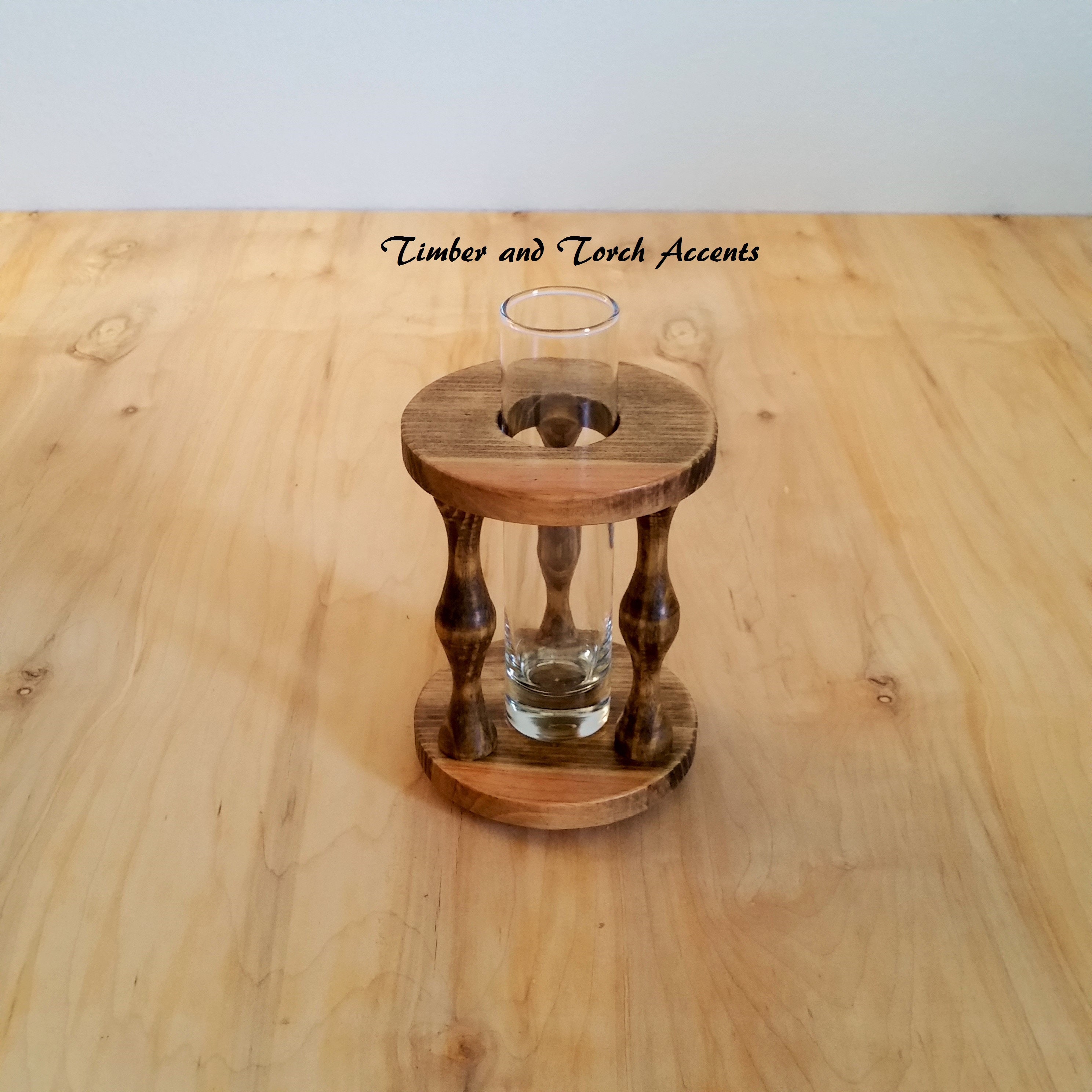 Turned wood bud vase holder Table decor Modern centerpiece Etsy