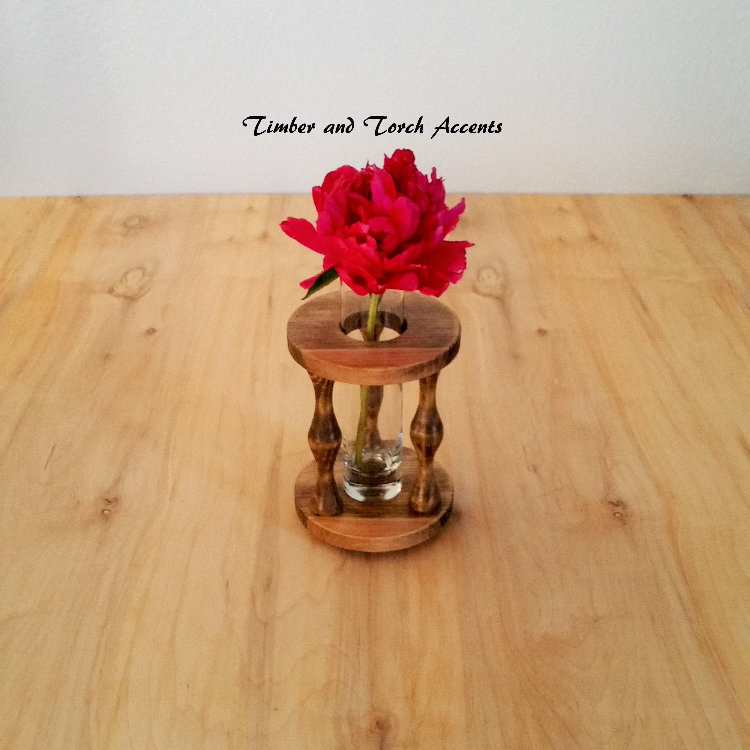 Turned wood bud vase holder Table decor Modern centerpiece Etsy