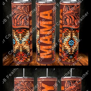 Tooled Daddy, Mama, and Mini Tumbler Wrap PNG