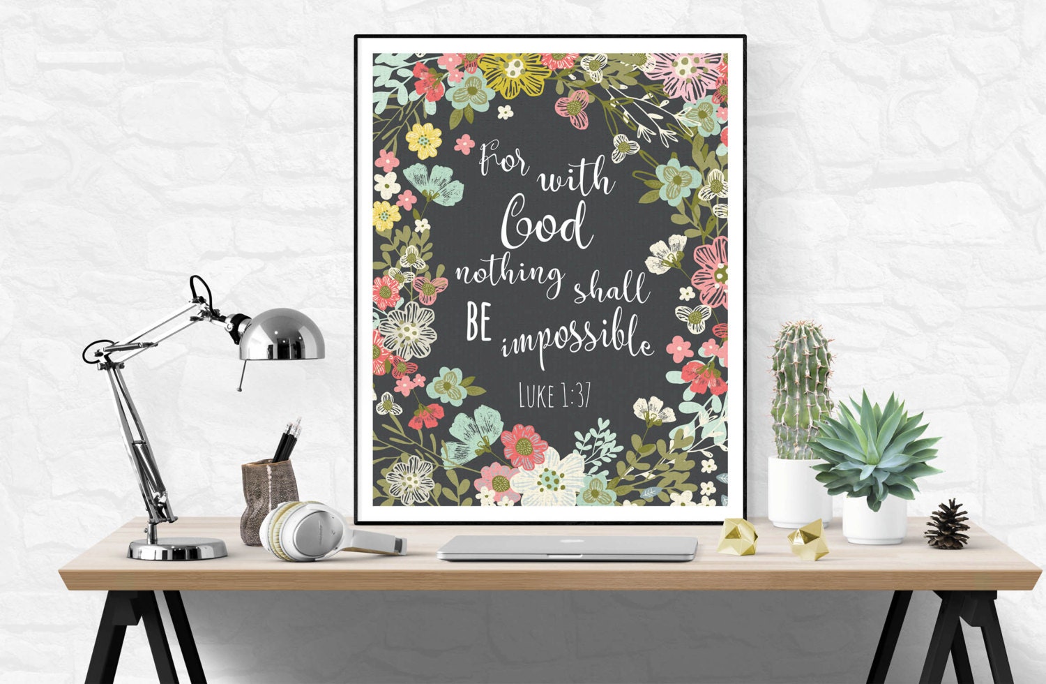 Scripture wall art printable bible verse For with God Etsy