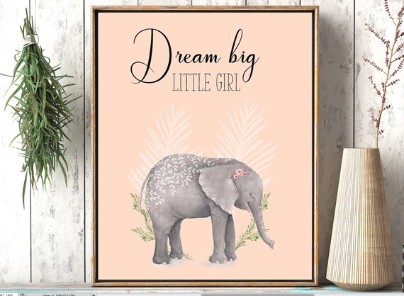 Elephant Nursery Art Girl Print C Image 0