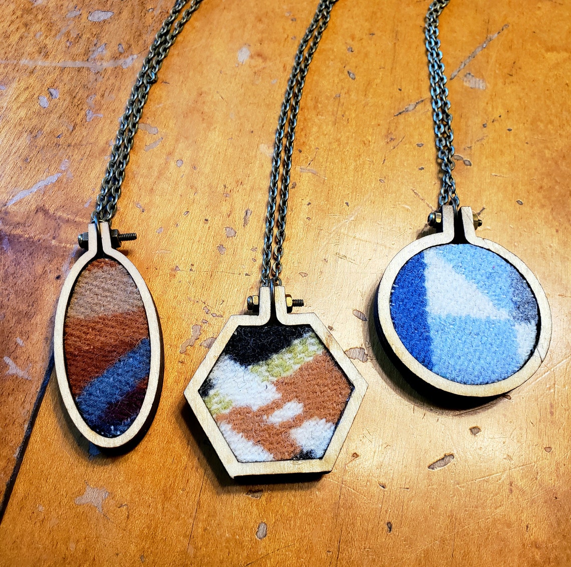 Wool Pendant Necklace Mini Embroidery Hoop Jewelry Authentic Etsy Ireland