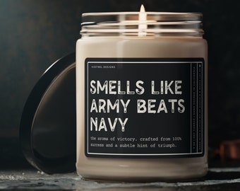 Smells Like Army Beats Navy Candle, Americas Game Candle, Football Candle Funny Gift For Military College Sports Fan College Football Candle