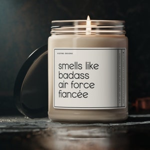 Smells Like Badass Air Force Fiancee Candle, Airforce Fiancee Gift, Deployment Gift For Fiance From Airman, Long Distance, Engagement Gift