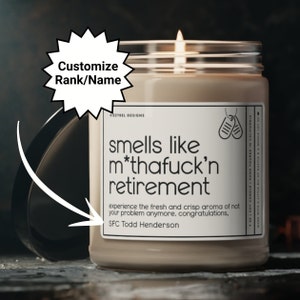 Personalized Military Retirement Gift, DD214, Smells Like Retirement Candle, Retired Military Gift, Veteran Gift Air Force Army Navy Marines