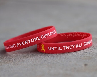 Military Deployment Gift, Remembering Everyone Deployed Until They All Come Home Bracelet, RED Friday Bracelet, Army Navy Air Force Marines