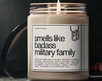 Smells Like Badass Military Family Candle Military Gifts Army Wife Navy Air Force Aunt US Coast Guard Airforce Marine Corps Space Force Mom