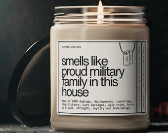 Smells Like Military Family In This House Candle Military Gifts Army Wife Navy Air Force Aunt Coast Guard Airforce Marines Space Force Mom