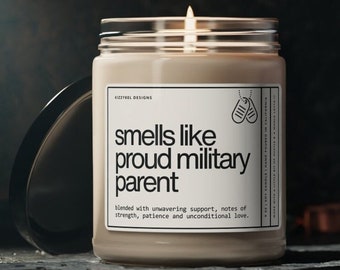 Smells Like Proud Military Parent Candle Military Mom Gift, Navy Dad Gift For Army Moms, Air Force, Marine Corps, Coast Guard, Space Force