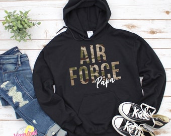 Air Force Papa Hoodie, Airman Grandpa Sweatshirt, USAF Grandfather Sweater, Homecoming, Christmas, Graduation, Long Distance, Birthday Gift