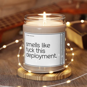 Military Deployment Gift, Smells Like Fuck This Deployment Candle, Long Distance Gift For Girlfriend Army Wife Navy Mom Air Force Fiancee image 4
