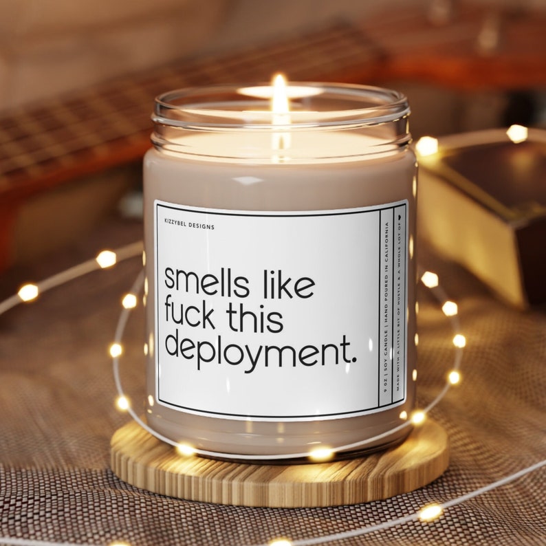 Military Deployment Gift, Smells Like Fuck This Deployment Candle, Long Distance Gift For Girlfriend Army Wife Navy Mom Air Force Fiancee image 4