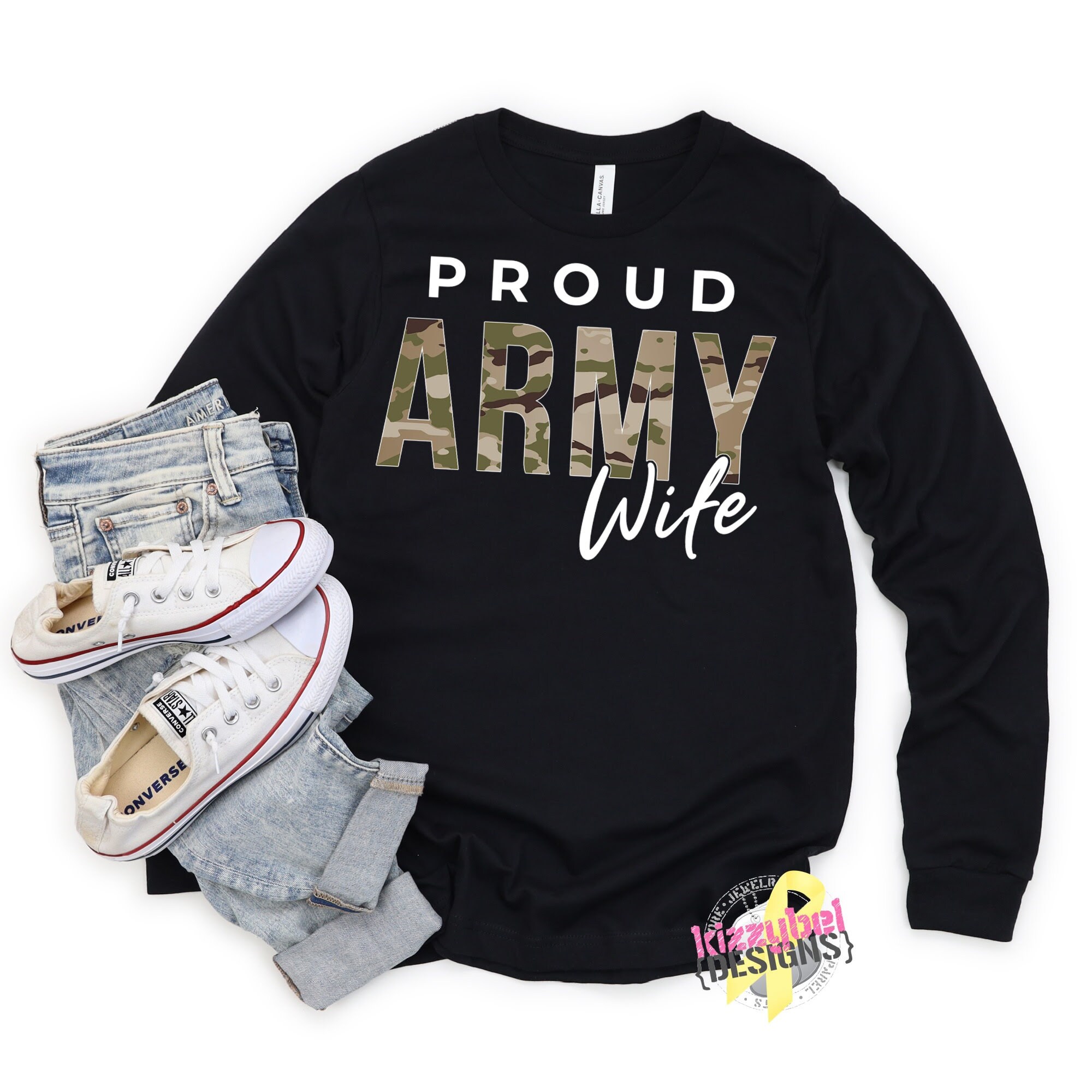 Proud Army Wife Long Sleeve Shirt, Gift for Army Wife, Deployment, Graduation Tee, Soldier Homecoming Outfit, Long Distance, Christmas Gifts