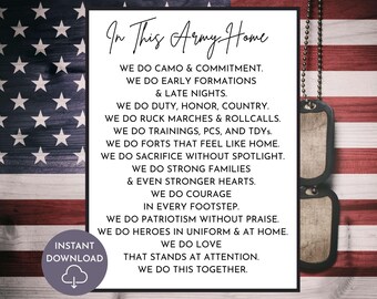 In This Army Home Military Family Wall Art Printable Patriotic Home Decor Gift Poster For U.S. Army Families Digital Download Canvas Print
