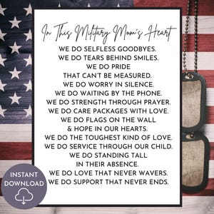 Military Mom Gift Military Family Wall Art Patriotic Home Decor Canvas Print Deployment Gift For Army Mom Navy Air Force US Coast Guard Mama