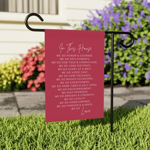 Front Yard Flag For Military Family Garden Flag Banner Deployment Banners Garden Decor Sign In This House Canvas Banner For Yards