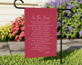 Front Yard Flag For Military Family Garden Flag Banner Deployment Banners Garden Decor Sign In This House Canvas Banner For Yards