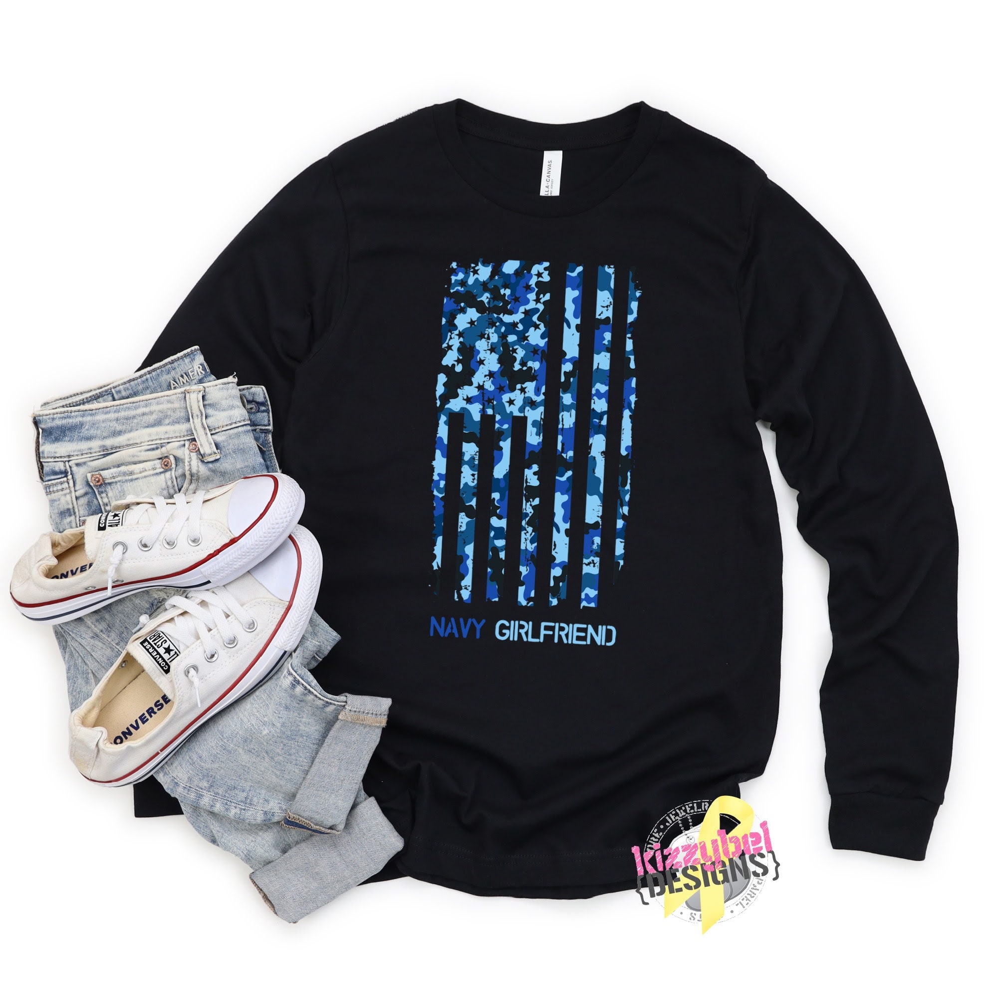 Navy Girlfriend Flag Long Sleeve Shirt 