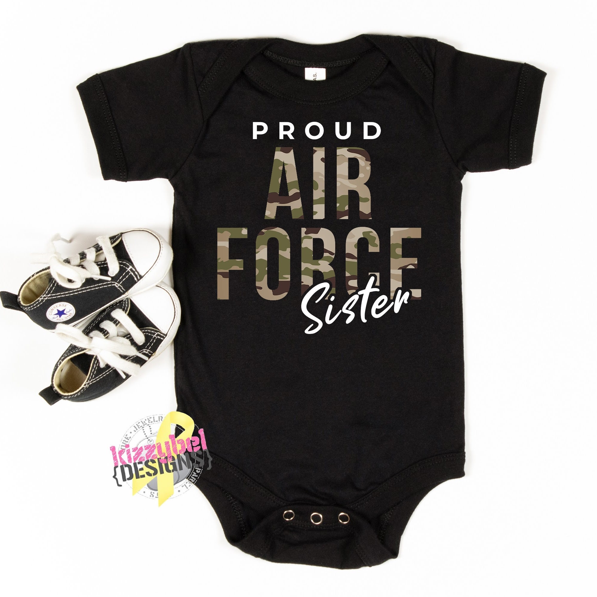Proud Air Force Sister Baby Bodysuit 