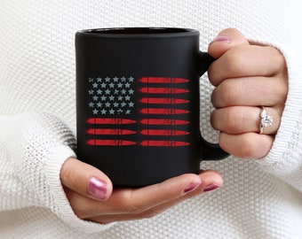 United States Bullet Flag Mug, Military Gifts, Patriotic Coffee Cup, Air Force, Gifts For Him, Retired Military Veteran, Army, Navy, Marines