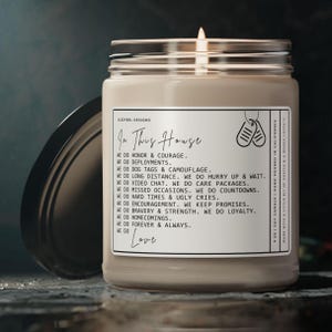 In This House Candle Military Family Gift For Army Mom Navy Air Force Marines Coast Guard Deployment Gift Long Distance Housewarming Gifts