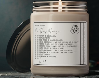 In This House Candle Military Family Gift For Army Mom Navy Air Force Marines Coast Guard Deployment Gift Long Distance Housewarming Gifts