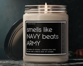 Smells Like Navy Beats Army Candle, Americas Game Candle, Football Candle Funny Gift For Military College Sports Fan College Football Candle