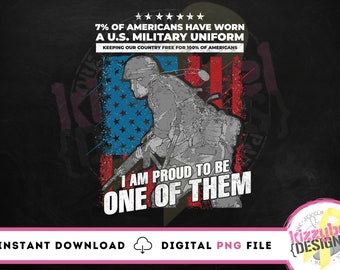 U.S. Military PNG File, Proud Military Veteran, Digital Download, Digital Clipart, Sublimation Design, DTG Printing, Patriotic, Armed Forces