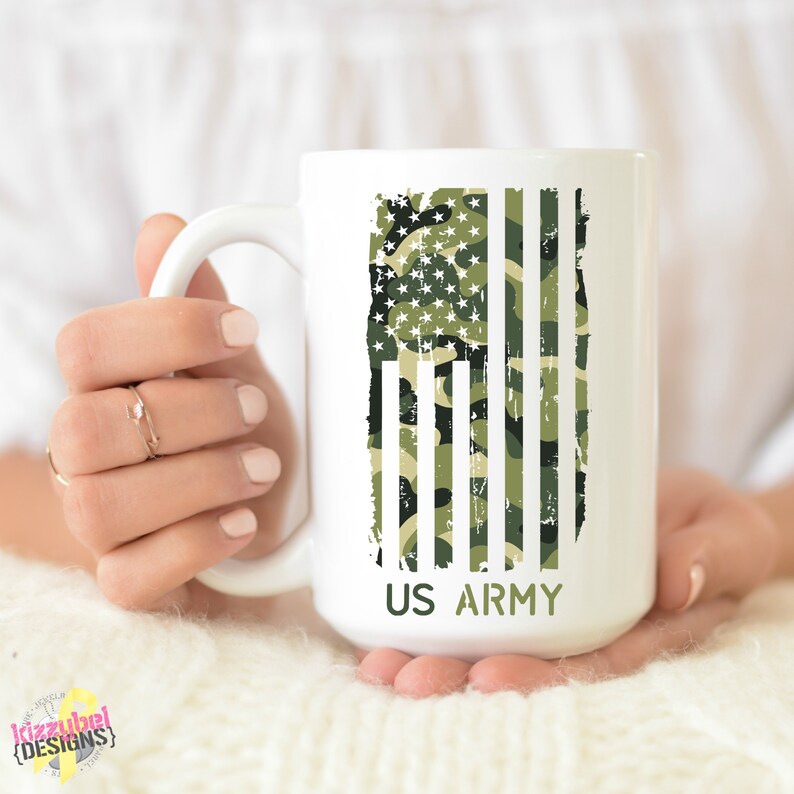 US Army Coffee Mug, Army Girlfriend, Gift For Army Mom, Gift Idea For Army Wife, Army Mugs, Army Coffee Cup, Cute Army Gifts, US Army Mug image 1