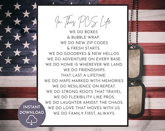 In This PCS Life Military Family Wall Art Printable Patriotic Home Decor Canvas Print Gift For Army Navy Air Force Coast Guard Moving Gift