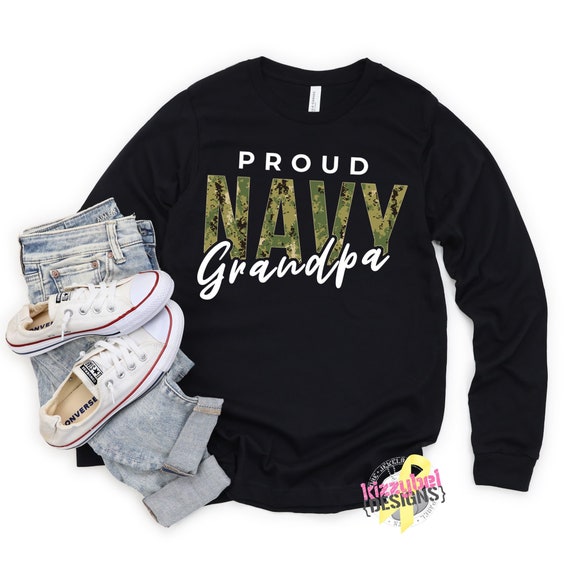 Proud Navy Grandpa Long Sleeve Shirt 