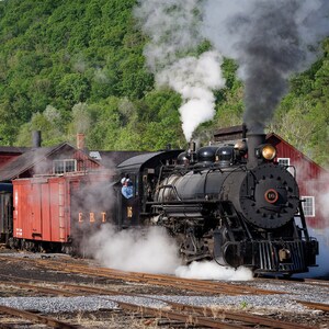 East Broad Top Railroad Steam Locomotive #16 In Motion, EBT RR Freight Train, Railroad Gift, Man Cave Art, Train Photo, Train Room Photo,