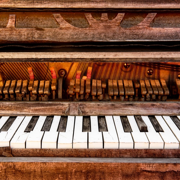Abandoned Piano Photo, Broken Piano Keyboard, Music Room Photo, Music Gift, Piano Player Gift, Ruined Piano Keys Photo, Abandoned