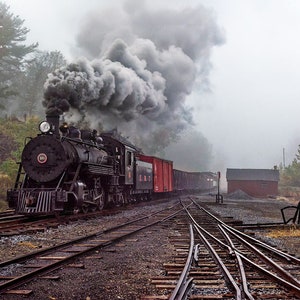 East Broad Top Railroad Steam Train Photo, Rail Fan Gift, EBT RR Vintage Steam Engine In Motion, Train Room Photo, Railroad Tracks, Man Cave