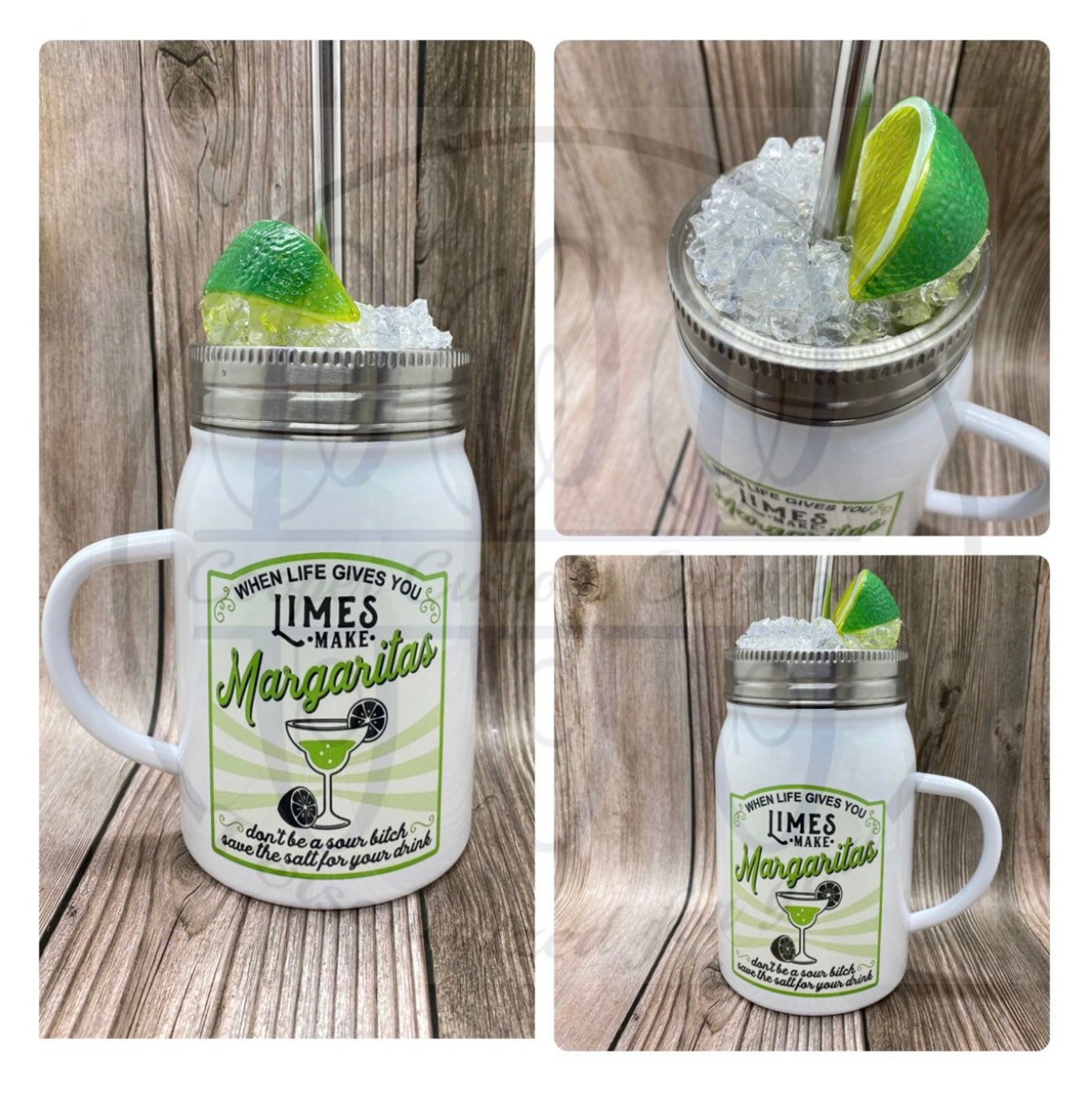 Margarita mason jar / faux ice mason jar / sublimation mason Etsy