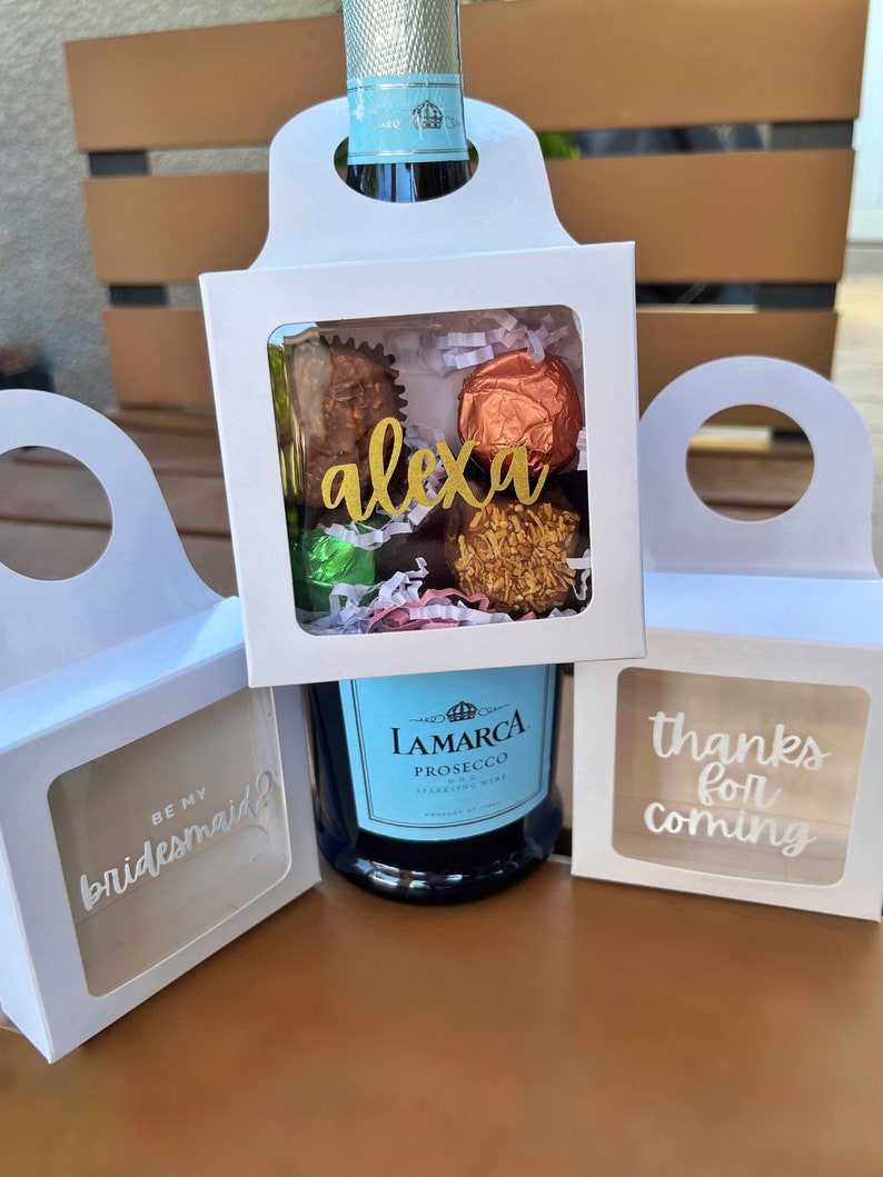Customizable Wine Tag Gift Boxes Bridal Bridesmaids Etsy