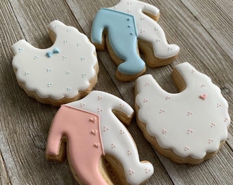 Gender Reveal, Gender Reveal Party, Gender Reveal Cookies, Baby Shower Cookies, Baby Clothes Cookies, Baby Dress Cookies (12 Cookies)