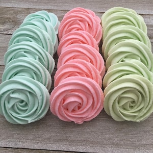 Meringue Cookies, French Meringue Cookies, Rose Meringue Cookies, Large Meringue Cookies, Gluten Free (3 inches) 2 Dozen