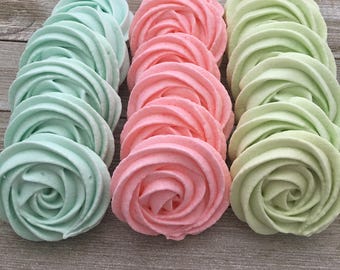 Meringue Cookies, French Meringue Cookies, Rose Meringue Cookies, Large Meringue Cookies, Gluten Free (3 inches) 2 Dozen