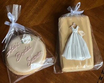 Wedding dress cookies, wedding cookies a dozen (12 Cookies)