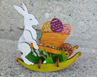 Easter Bunny Rocker Puzzle, Laser Cut Wood Vector File (Digital Download)