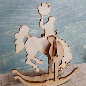 Bucking Bronco Laser Cut Wooden Puzzle Rocker. Vector file for laser cutting, CNC cutting. Instant Download.