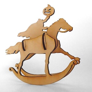 Headless Horseman Laser Cut Wooden Puzzle Rocker. Vector file for laser cutting, CNC cutting. Instant Download.