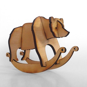 Bear Laser Cut Wooden Puzzle Rocker. Vector file for laser cutting, CNC cutting. Instant Download.