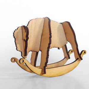 Bison Laser Cut Wooden Puzzle Rocker. Vector file for laser cutting, CNC cutting. Instant Download.