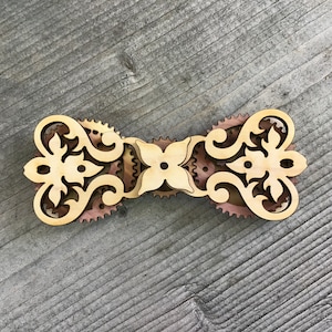 Wood Bow Tie - Moving Wood Gear - Maple Viktor Esq. Steampunk Style Bow Tie