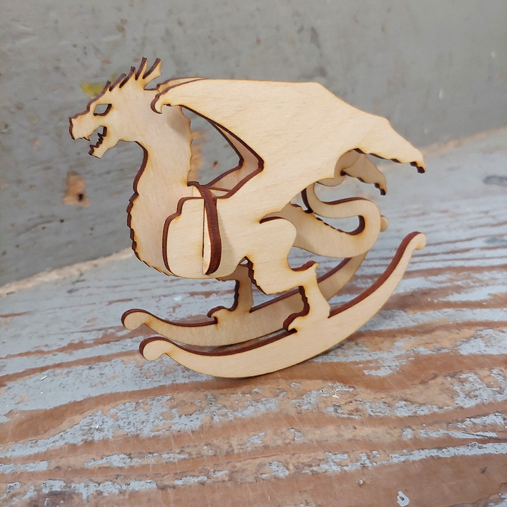 Wyvern Dragon Laser Cut Wooden Puzzle Rocker. Vector file for laser cutting, CNC cutting. Instant Download.